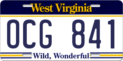 WV license plate OCG841