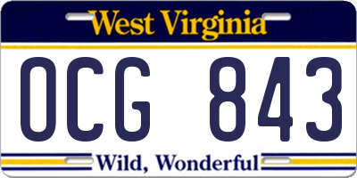 WV license plate OCG843