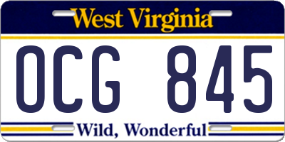 WV license plate OCG845