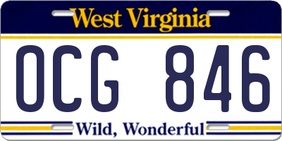 WV license plate OCG846