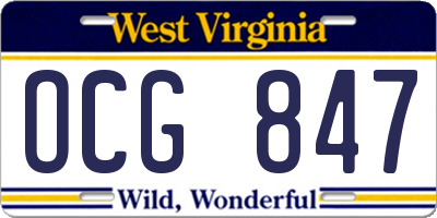 WV license plate OCG847