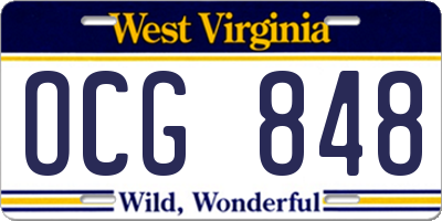 WV license plate OCG848