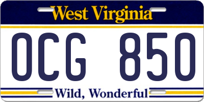 WV license plate OCG850