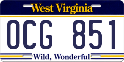 WV license plate OCG851
