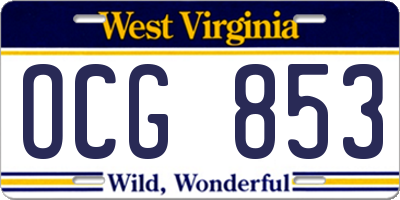 WV license plate OCG853