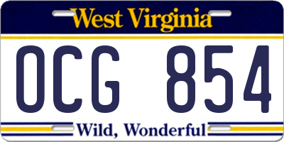 WV license plate OCG854