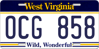 WV license plate OCG858