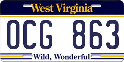 WV license plate OCG863