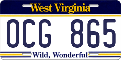 WV license plate OCG865