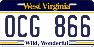 WV license plate OCG866