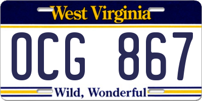 WV license plate OCG867