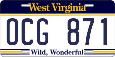 WV license plate OCG871