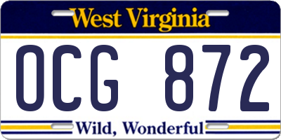 WV license plate OCG872
