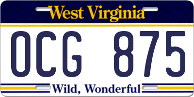 WV license plate OCG875