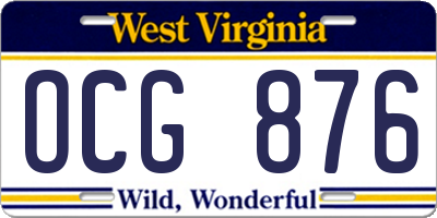 WV license plate OCG876
