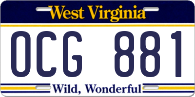 WV license plate OCG881