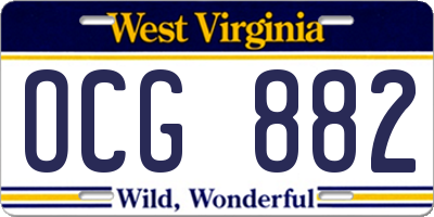 WV license plate OCG882