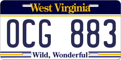 WV license plate OCG883