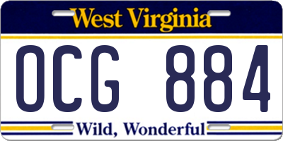 WV license plate OCG884