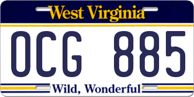 WV license plate OCG885