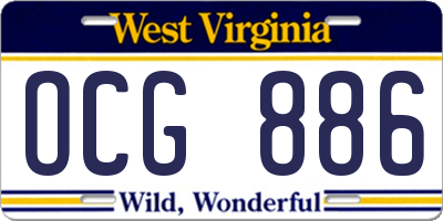WV license plate OCG886