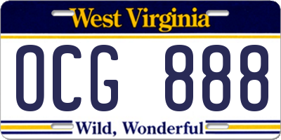 WV license plate OCG888