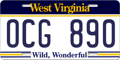 WV license plate OCG890