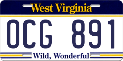 WV license plate OCG891