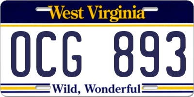 WV license plate OCG893
