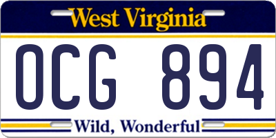 WV license plate OCG894