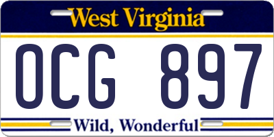 WV license plate OCG897