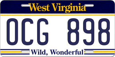 WV license plate OCG898