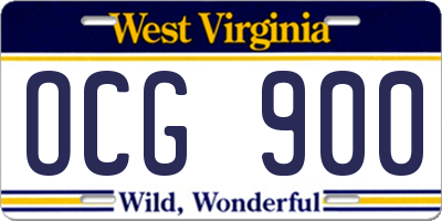 WV license plate OCG900