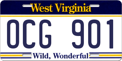 WV license plate OCG901
