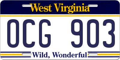 WV license plate OCG903