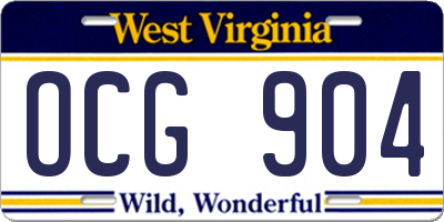 WV license plate OCG904