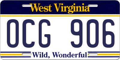 WV license plate OCG906