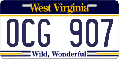 WV license plate OCG907