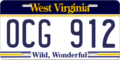 WV license plate OCG912