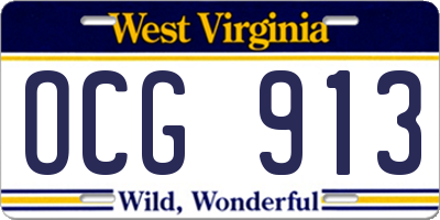 WV license plate OCG913