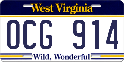 WV license plate OCG914