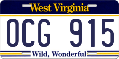 WV license plate OCG915