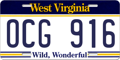 WV license plate OCG916