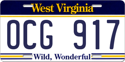 WV license plate OCG917