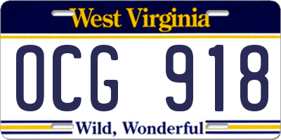 WV license plate OCG918