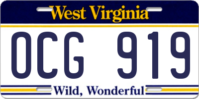 WV license plate OCG919