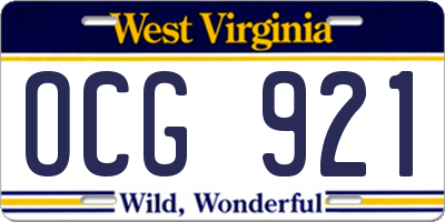 WV license plate OCG921