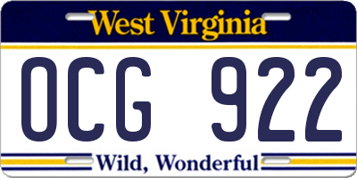 WV license plate OCG922