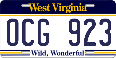 WV license plate OCG923