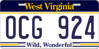 WV license plate OCG924